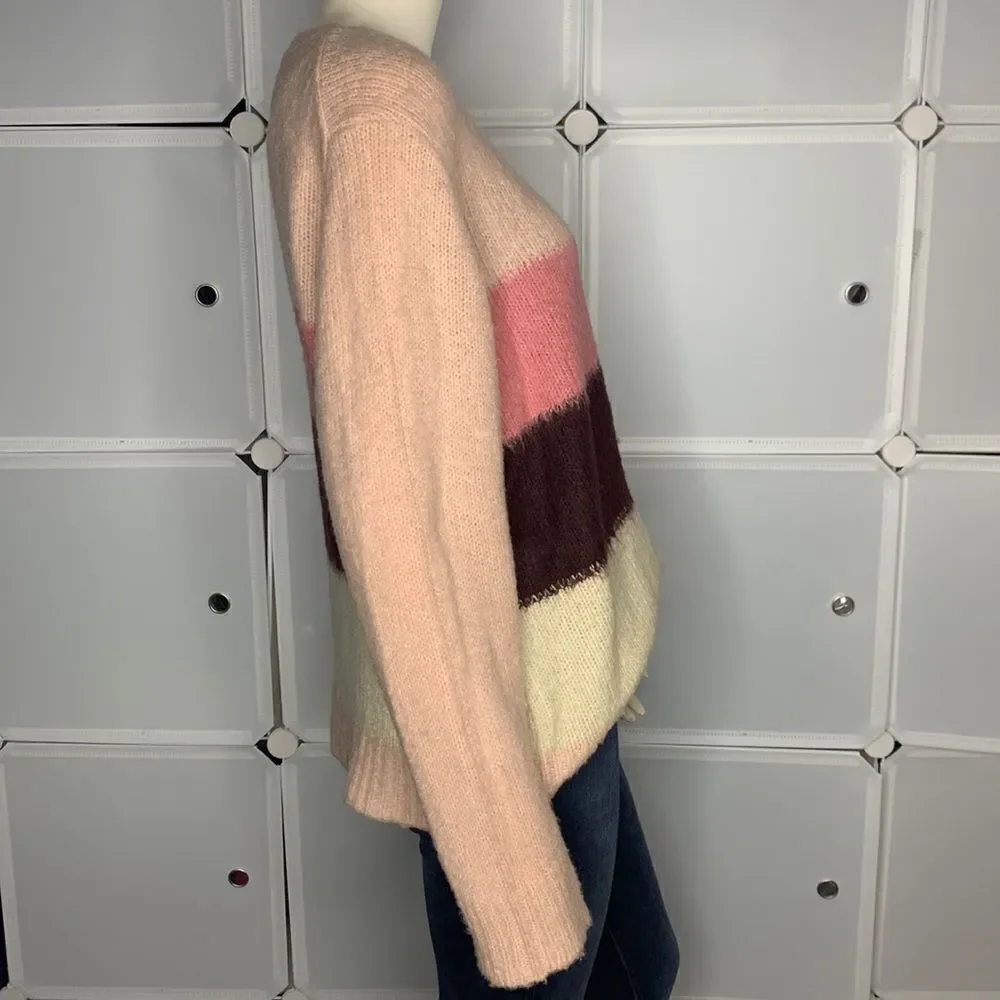 Vince Camuto Umbra Forest Pink Shadow Striped Sweater Size XL